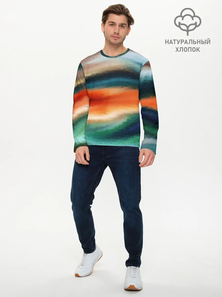 Мужской лонгслив базовый / Мозаичный абстрактный узор
