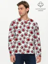 Мужской лонгслив базовый / Красно черный узор на белом