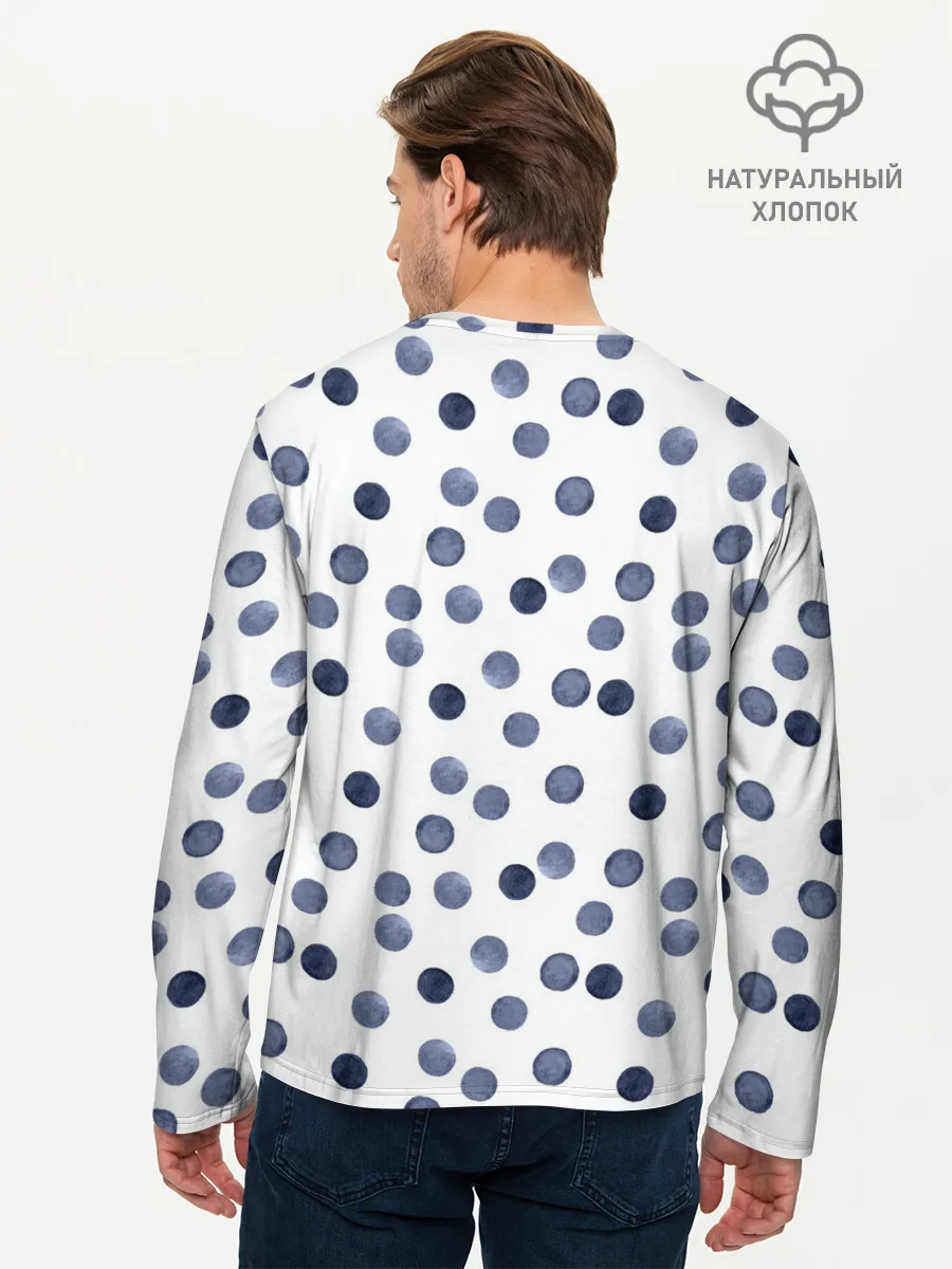 Мужской лонгслив базовый / Акварельный синий горох