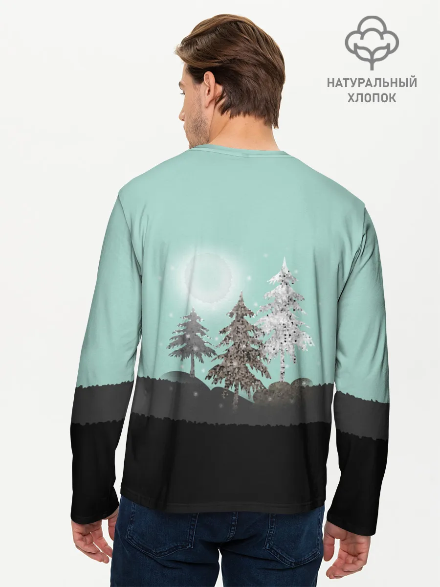 Мужской лонгслив базовый / Лес. Мозаичный узор