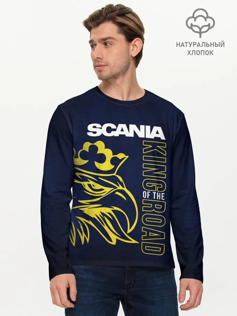 Мужской лонгслив базовый / Scania king of the road