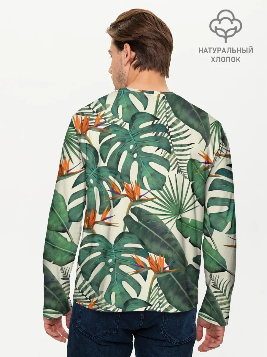 Мужской лонгслив базовый / Тропический паттерн