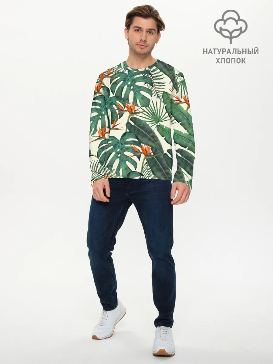 Мужской лонгслив базовый / Тропический паттерн