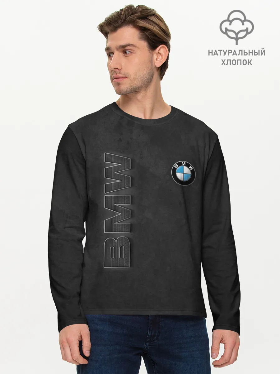 Мужской лонгслив базовый / BMW LOGO AND INSCRIPTION
