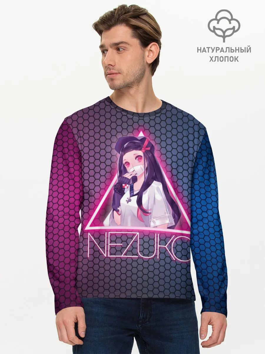 Мужской лонгслив базовый / Незуко Камадо в треугольнике