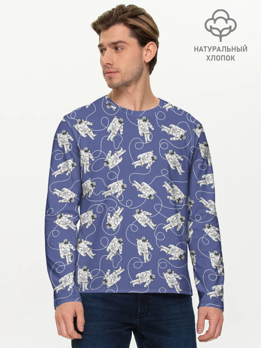 Мужской лонгслив базовый / Астронавты в космосе