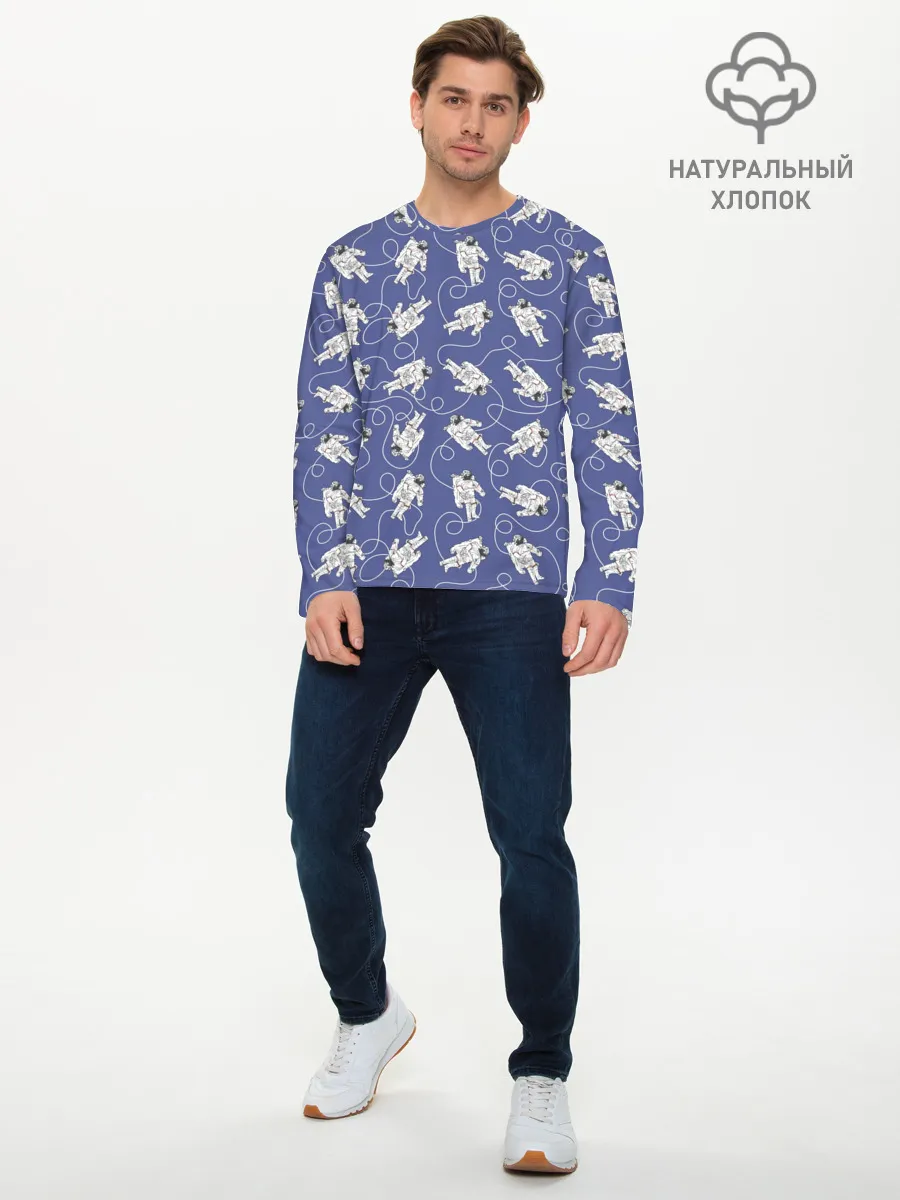 Мужской лонгслив базовый / Астронавты в космосе