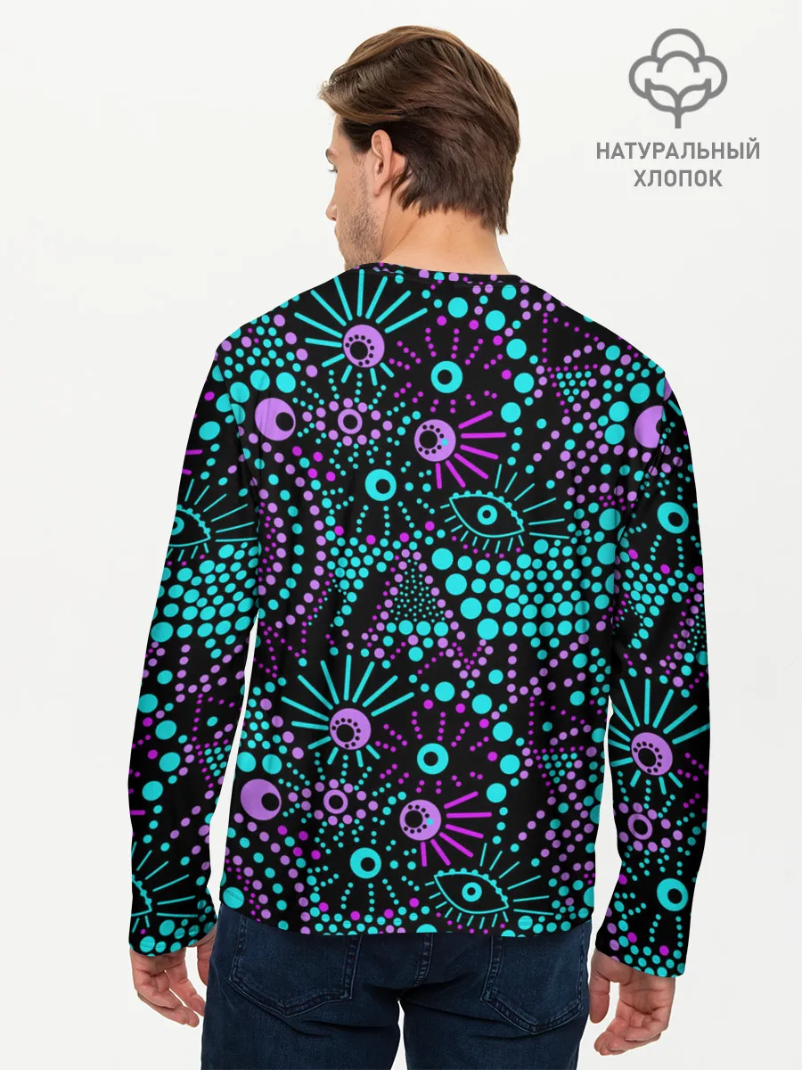 Мужской лонгслив базовый / Яркий абстрактный узор