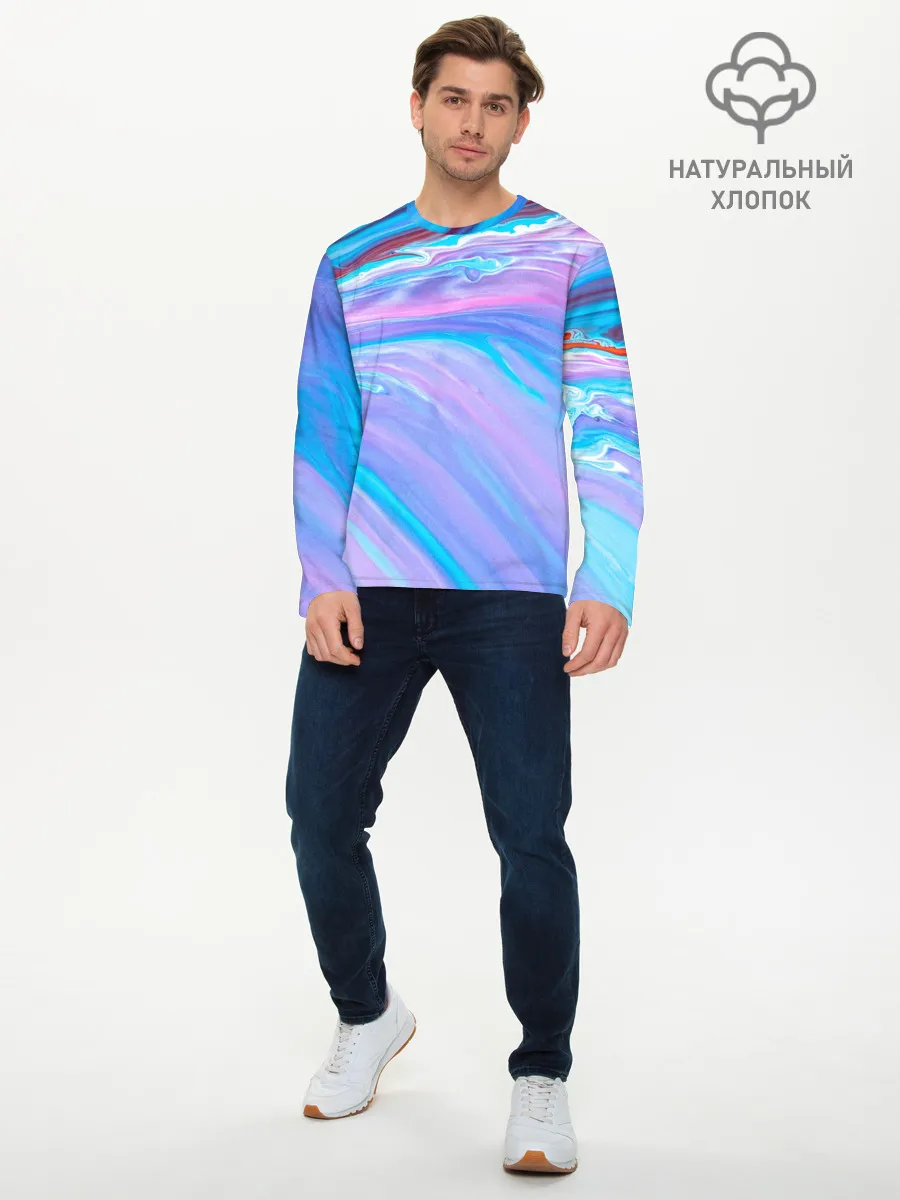 Мужской лонгслив базовый / Абстрактный прилив