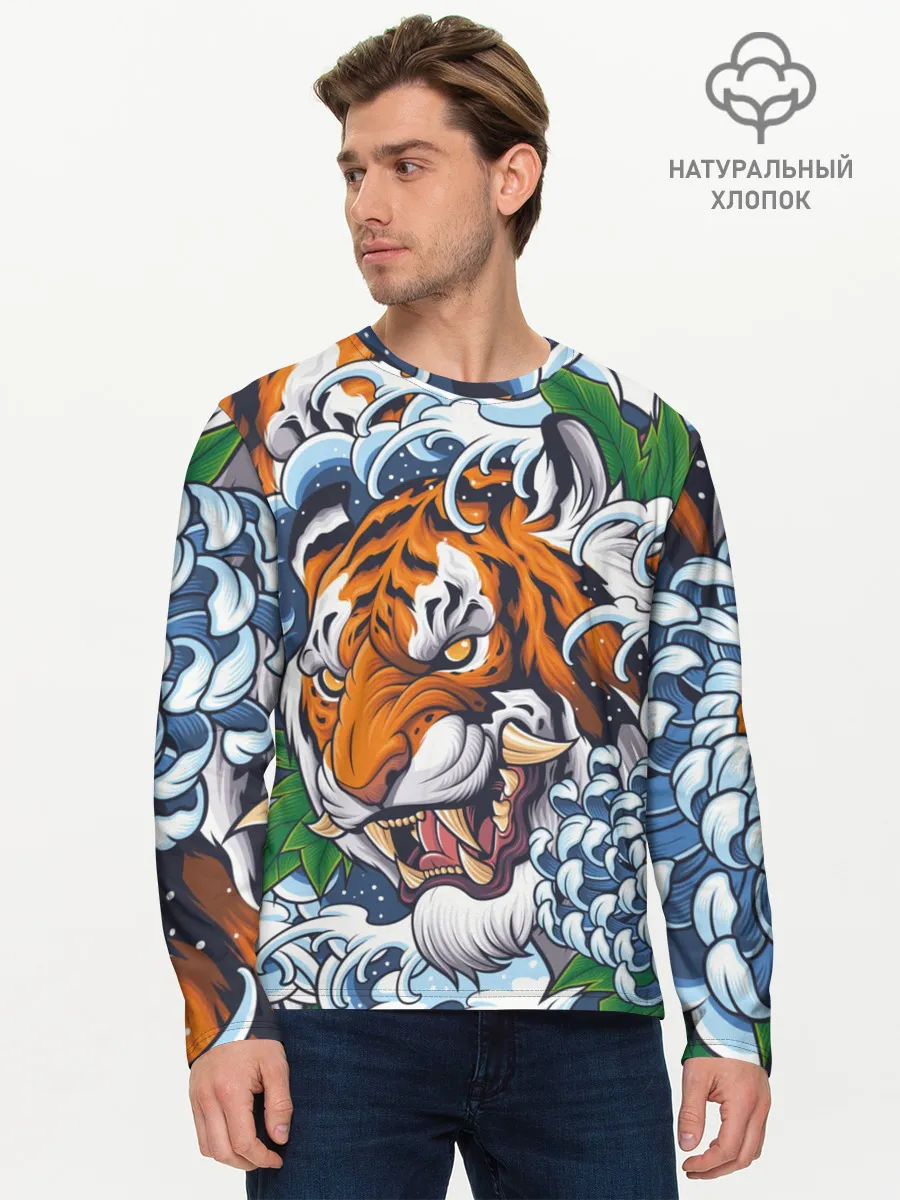 Мужской лонгслив базовый / Тигр
