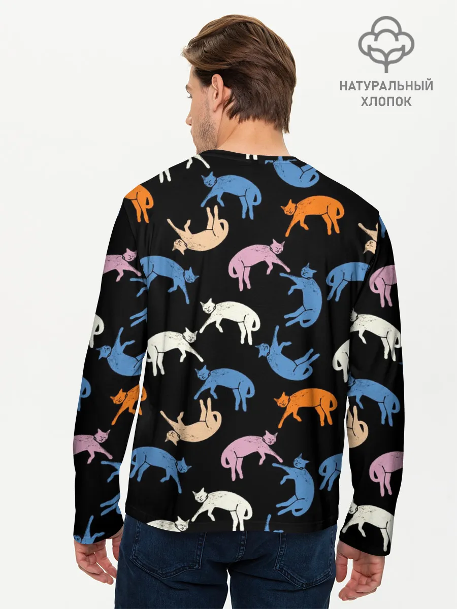 Мужской лонгслив базовый / Британские кошки паттерн