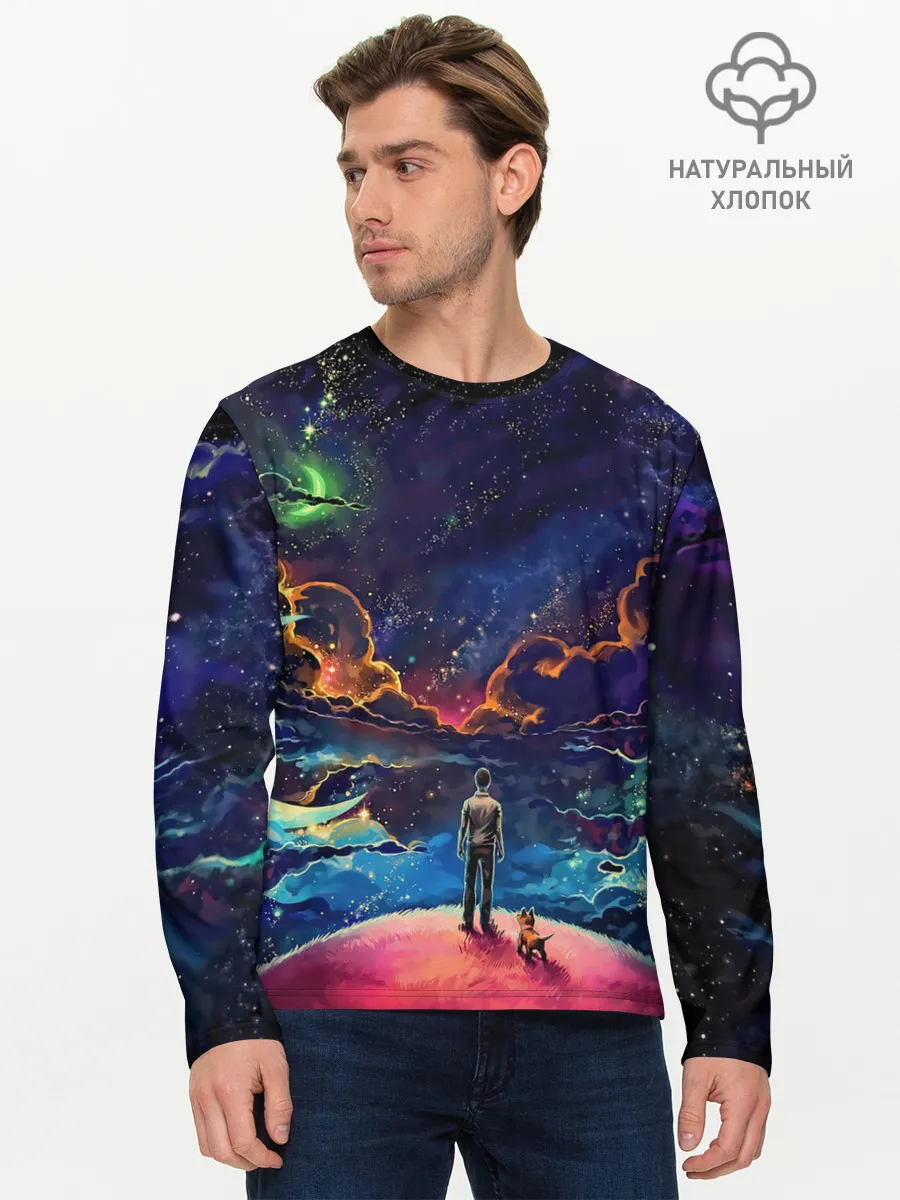 Мужской лонгслив базовый / Глубокий космос