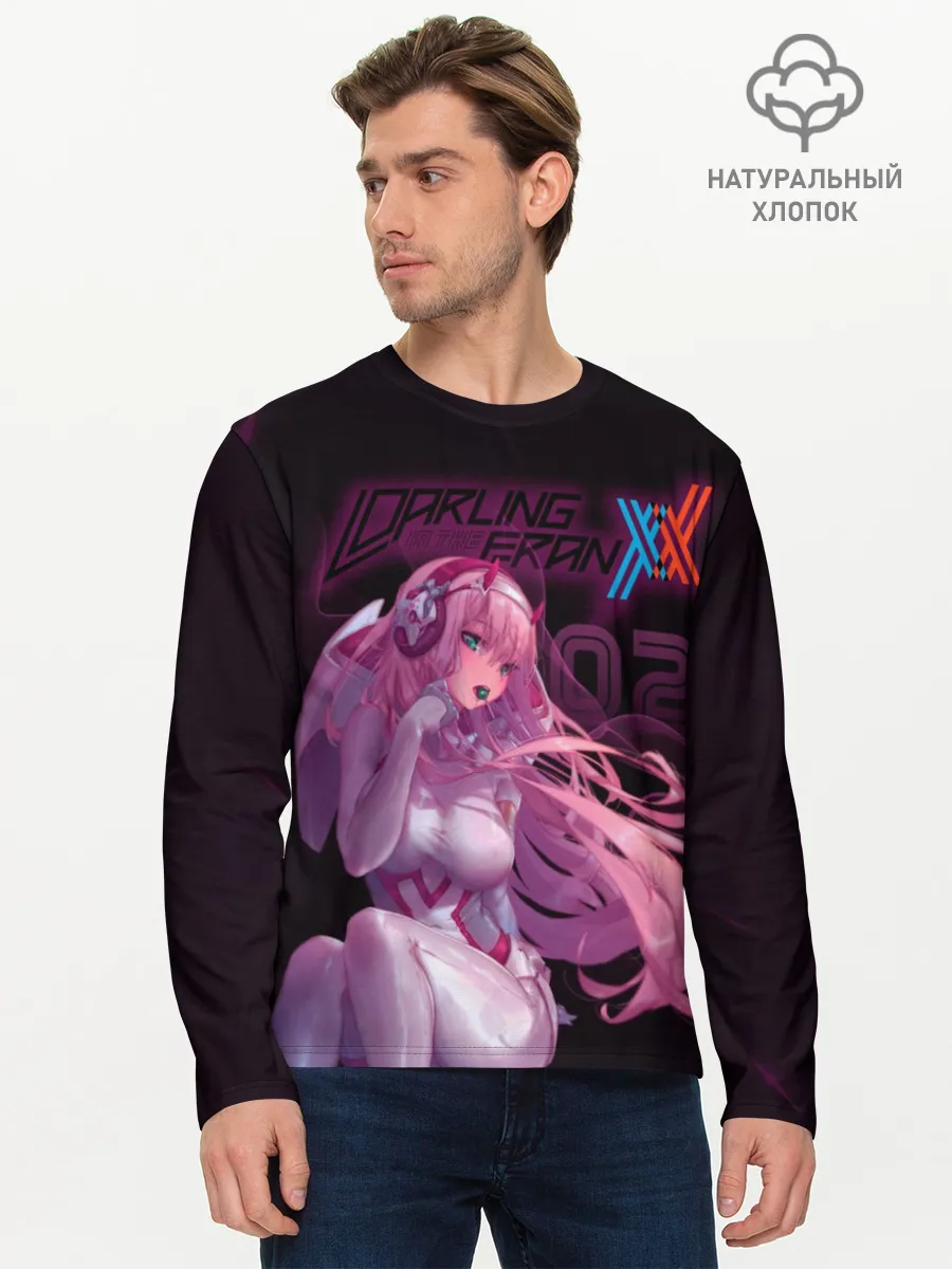 Мужской лонгслив базовый / Zero Two в наушниках