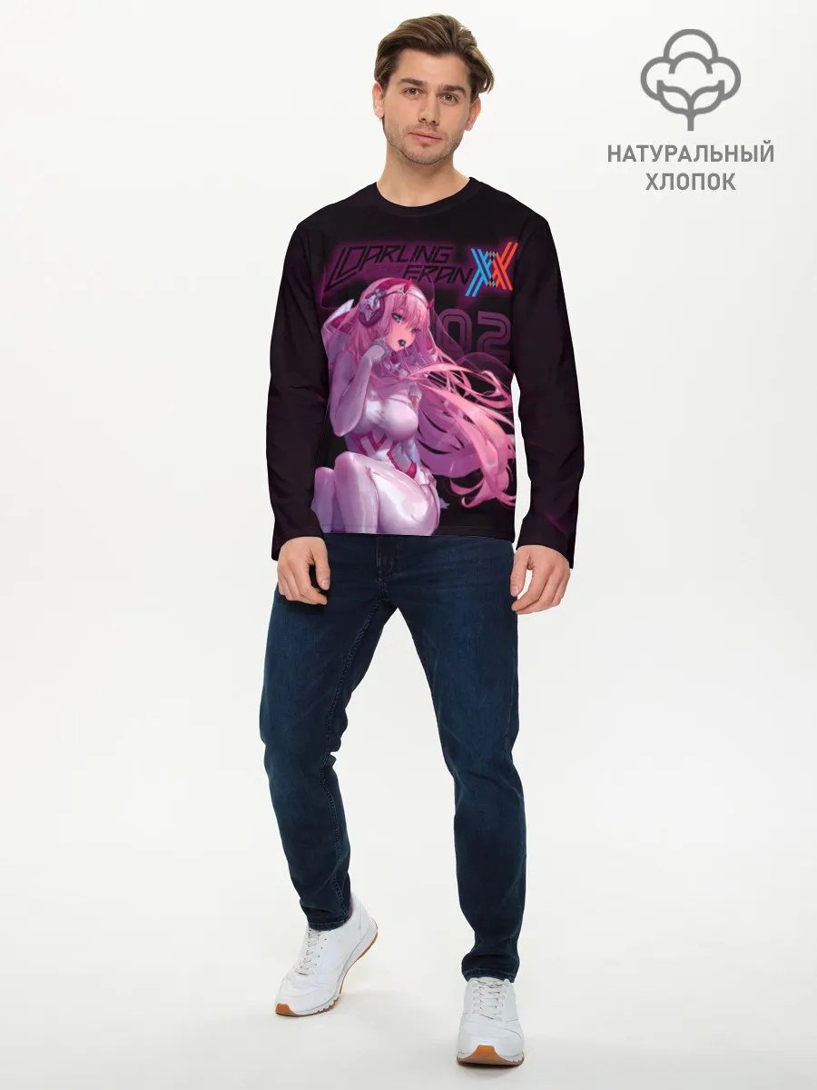 Мужской лонгслив базовый / Zero Two в наушниках