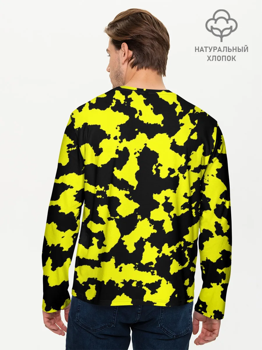 Мужской лонгслив базовый / Черно-желтый камуфляж