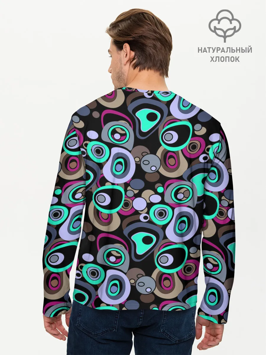 Мужской лонгслив базовый / Абстрактный узор ретро