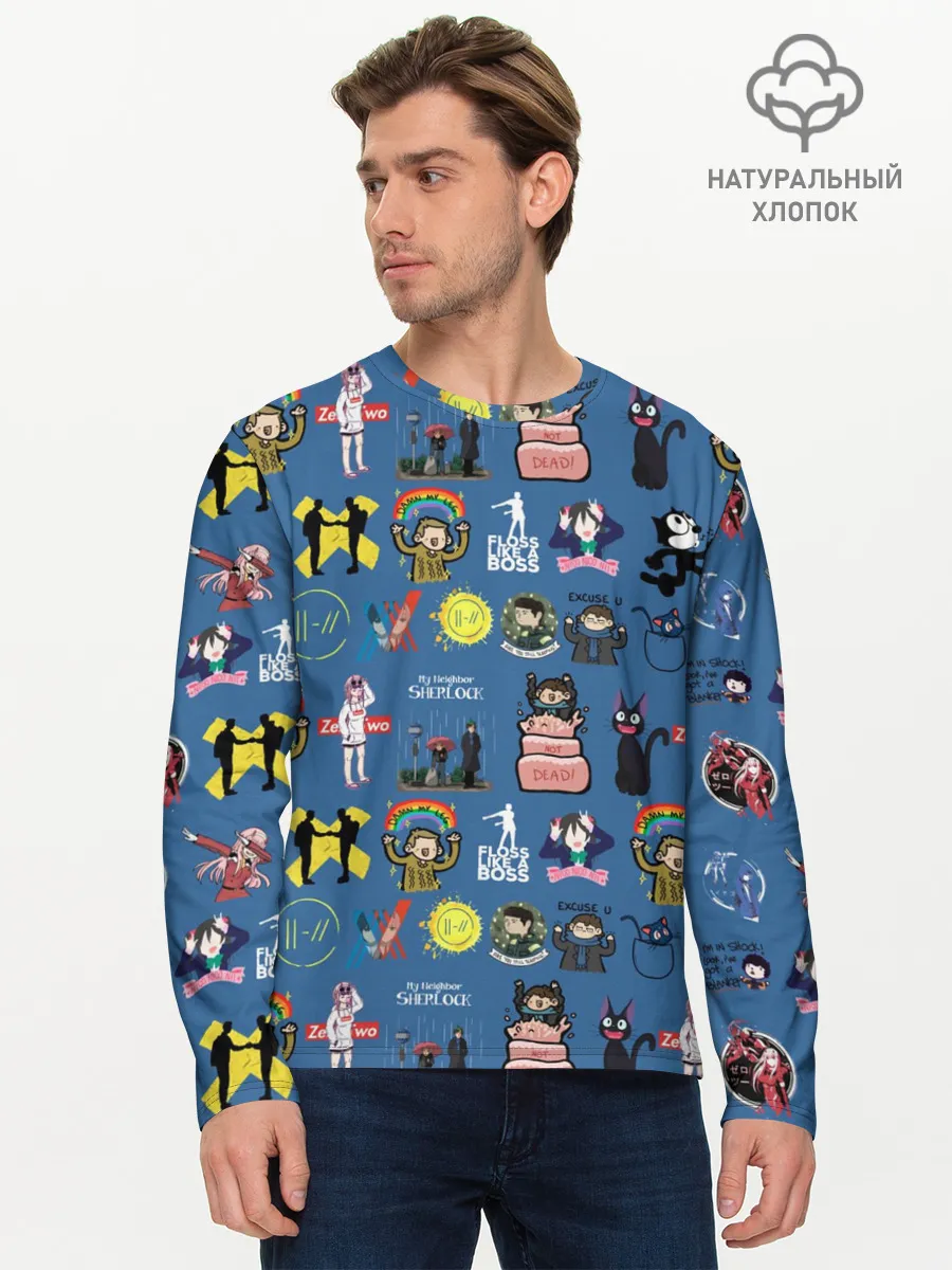 Мужской лонгслив базовый / стикербомбинг new