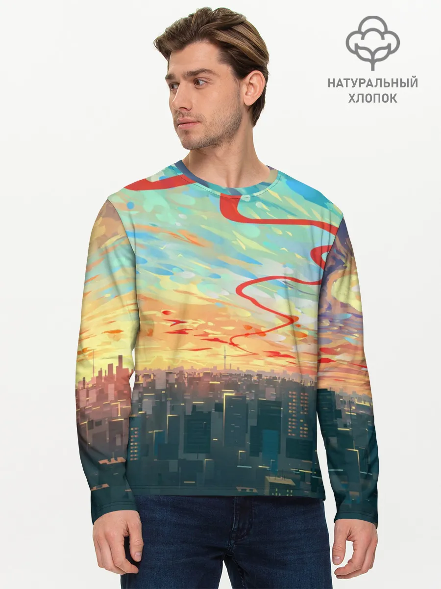 Мужской лонгслив базовый / Токио красками