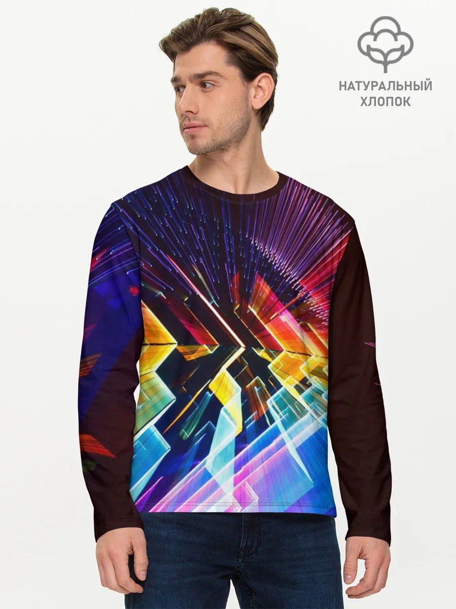 Мужской лонгслив базовый / Цифровая радуга