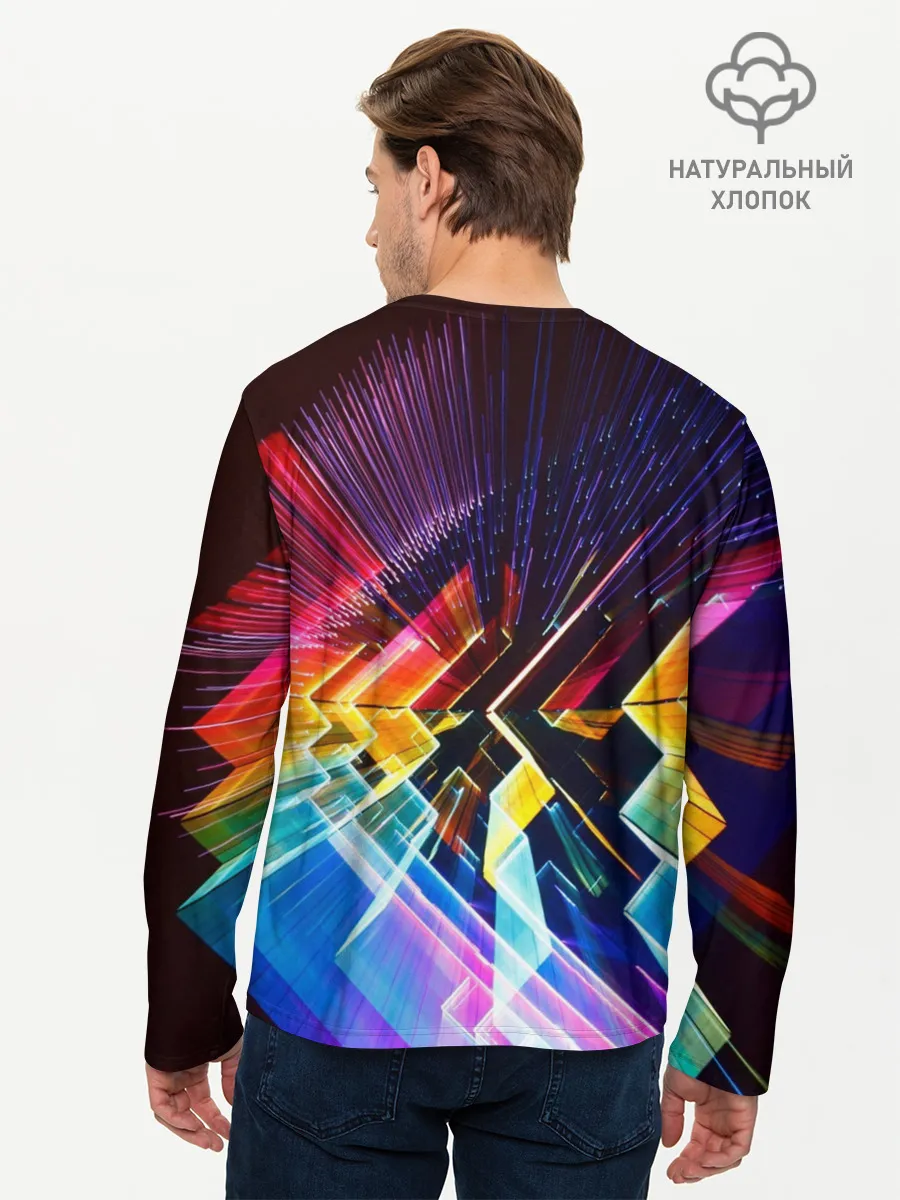 Мужской лонгслив базовый / Цифровая радуга