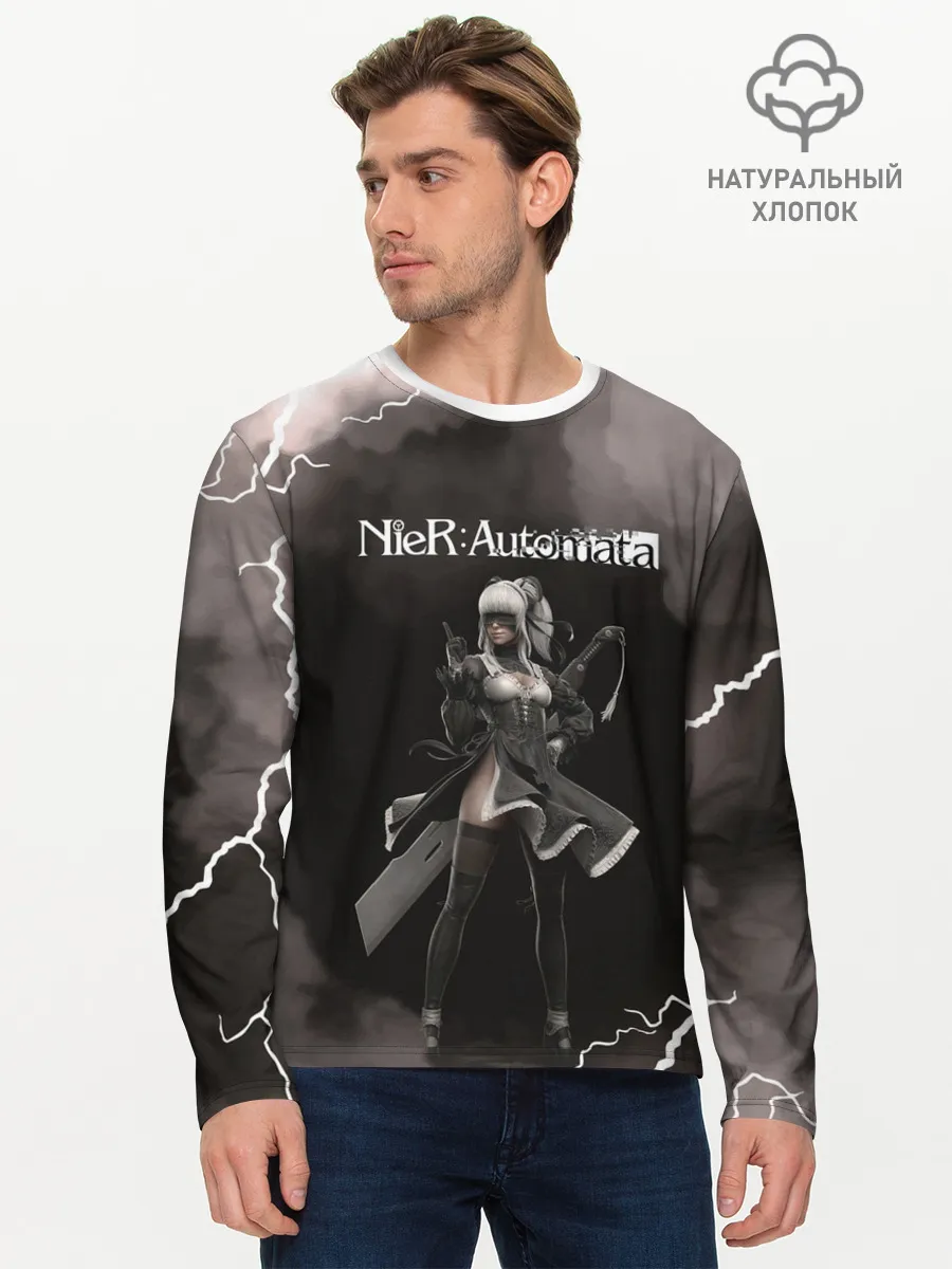 Мужской лонгслив базовый / 2B | Nier Automata