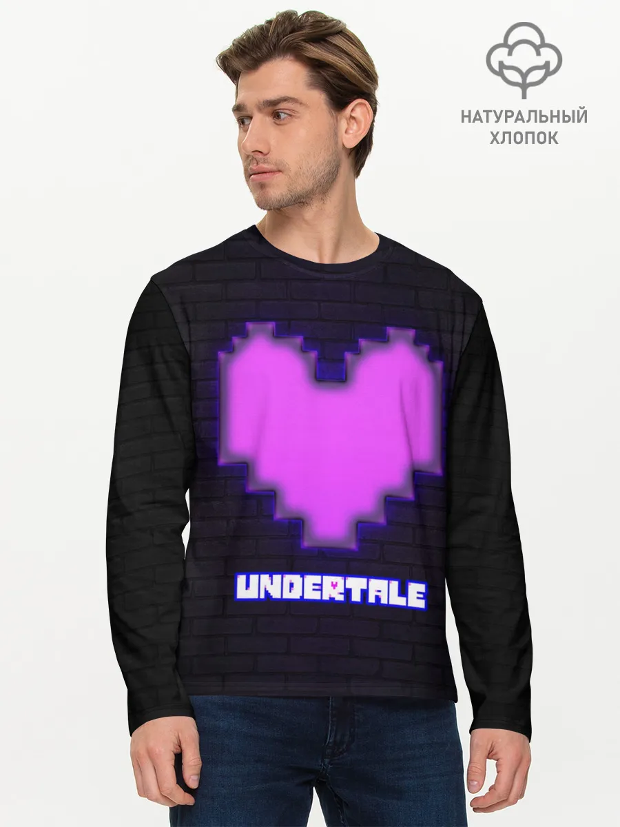 Мужской лонгслив базовый / UNDERTALE PURPLE HEART