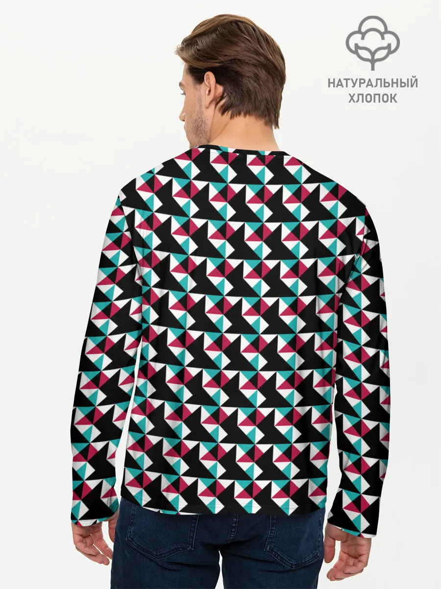 Мужской лонгслив базовый / Красно-черный абстрактный узор