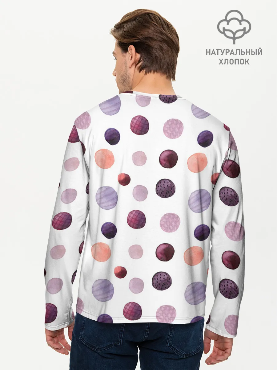 Мужской лонгслив базовый / Акварельные сиреневые круги