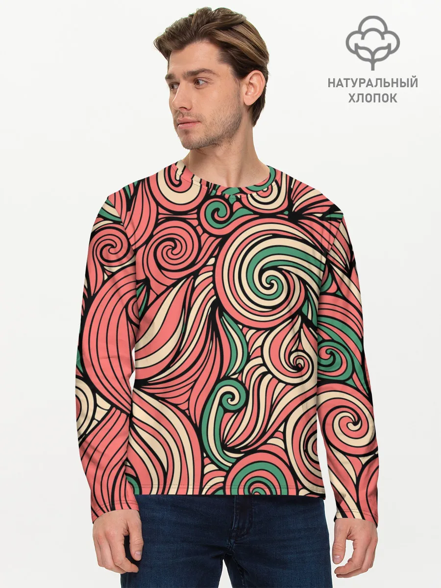 Мужской лонгслив базовый / Алые листья