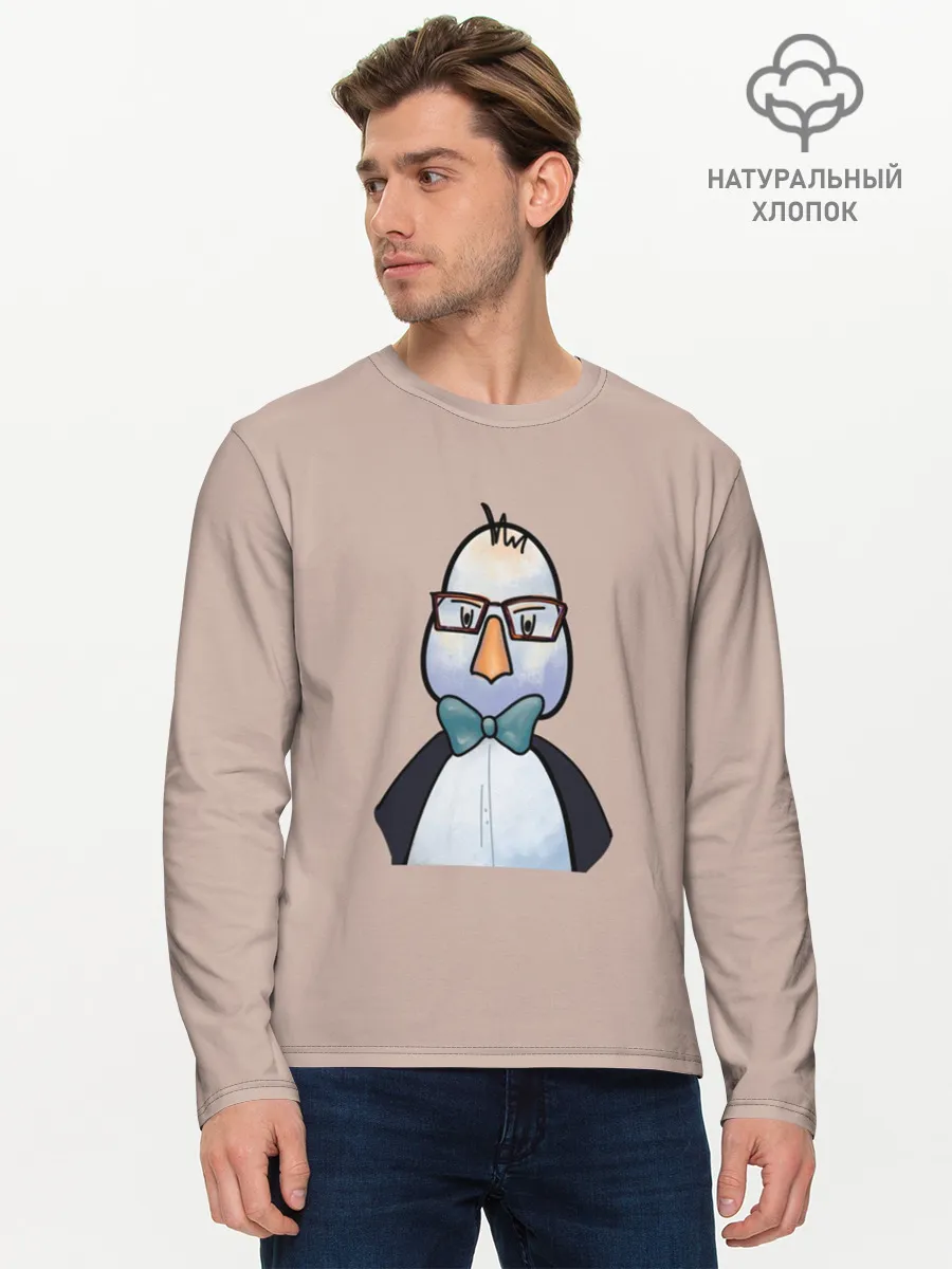 Мужской лонгслив базовый / Умная птица