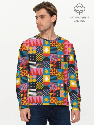 Мужской лонгслив базовый / Печворк. Мозаика.Настроение