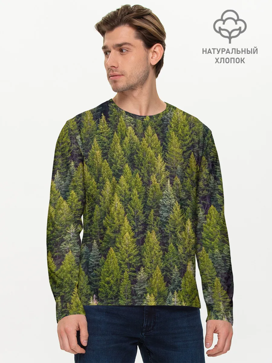 Мужской лонгслив базовый / лес вечный