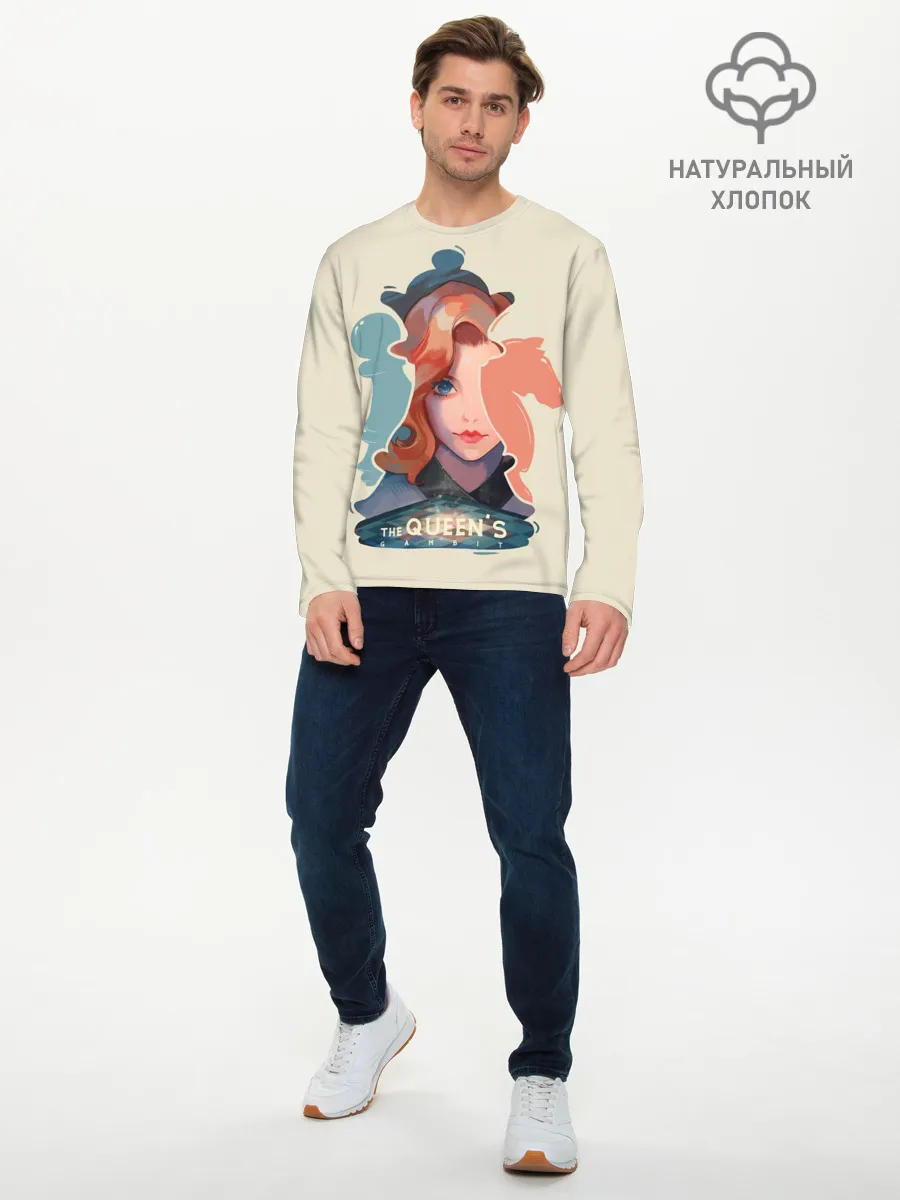 Мужской лонгслив базовый / Королева шахматной доски