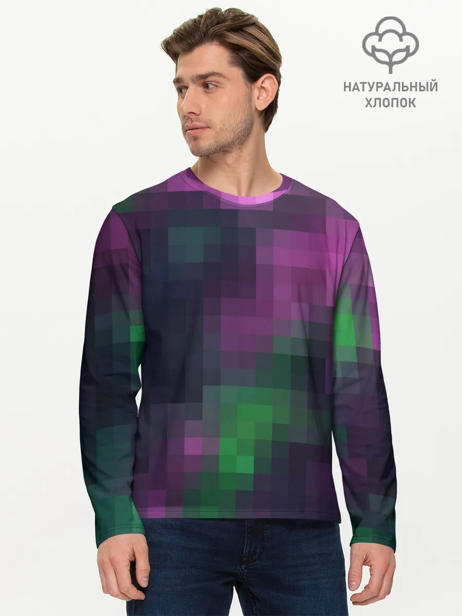 Мужской лонгслив базовый / Разноцветный геометрический уз
