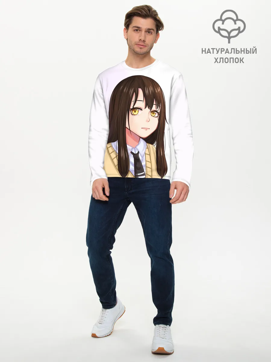 Мужской лонгслив базовый / Девочка, которая видит это Мико Ёцуя