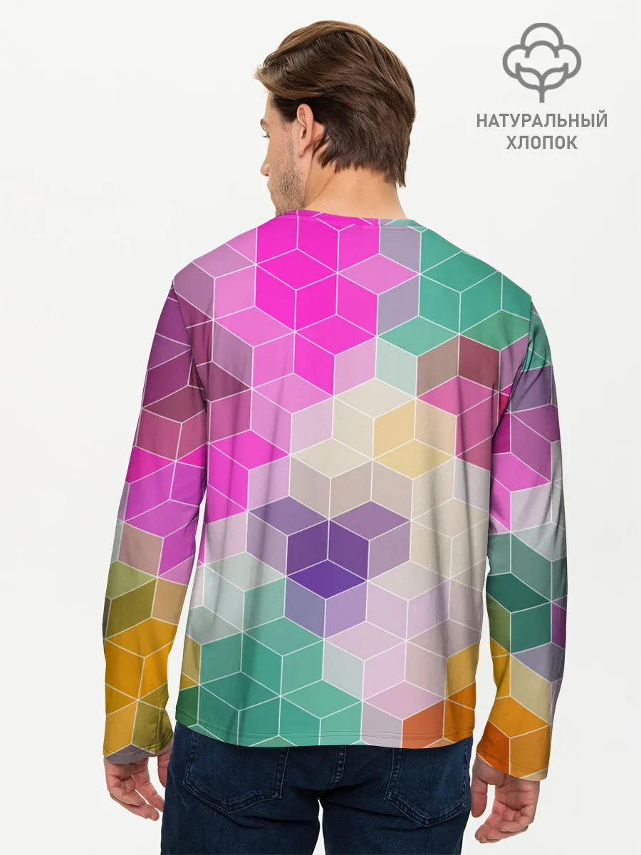 Мужской лонгслив базовый / Абстрактный разноцветный узор