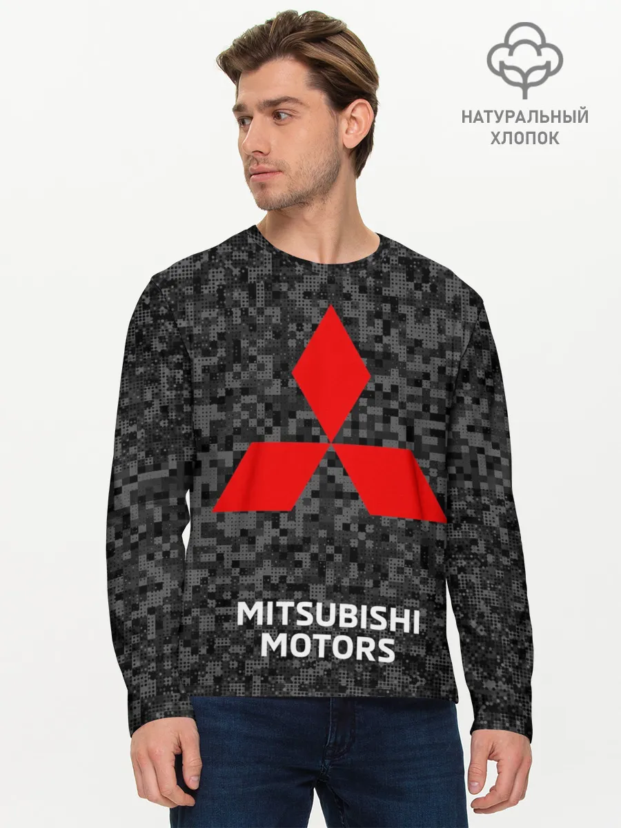 Мужской лонгслив базовый / Митсубиси | Черный камуфляж