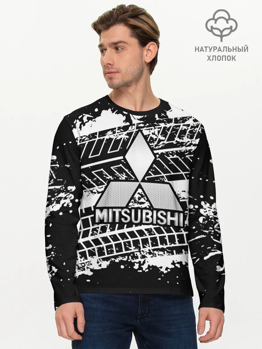Мужской лонгслив базовый / MITSUBISHI СЛЕДЫ ШИН