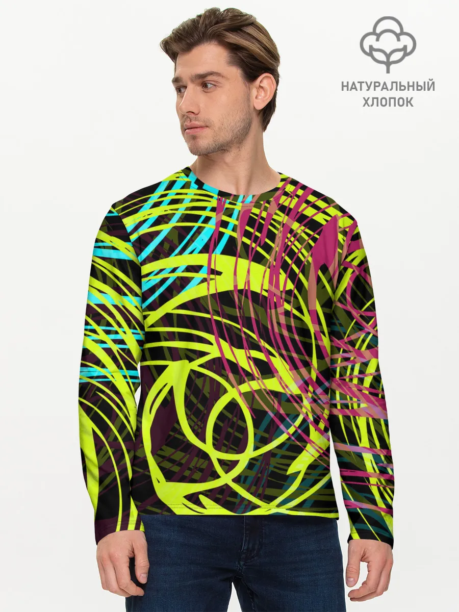 Мужской лонгслив базовый / Разноцветные спирали