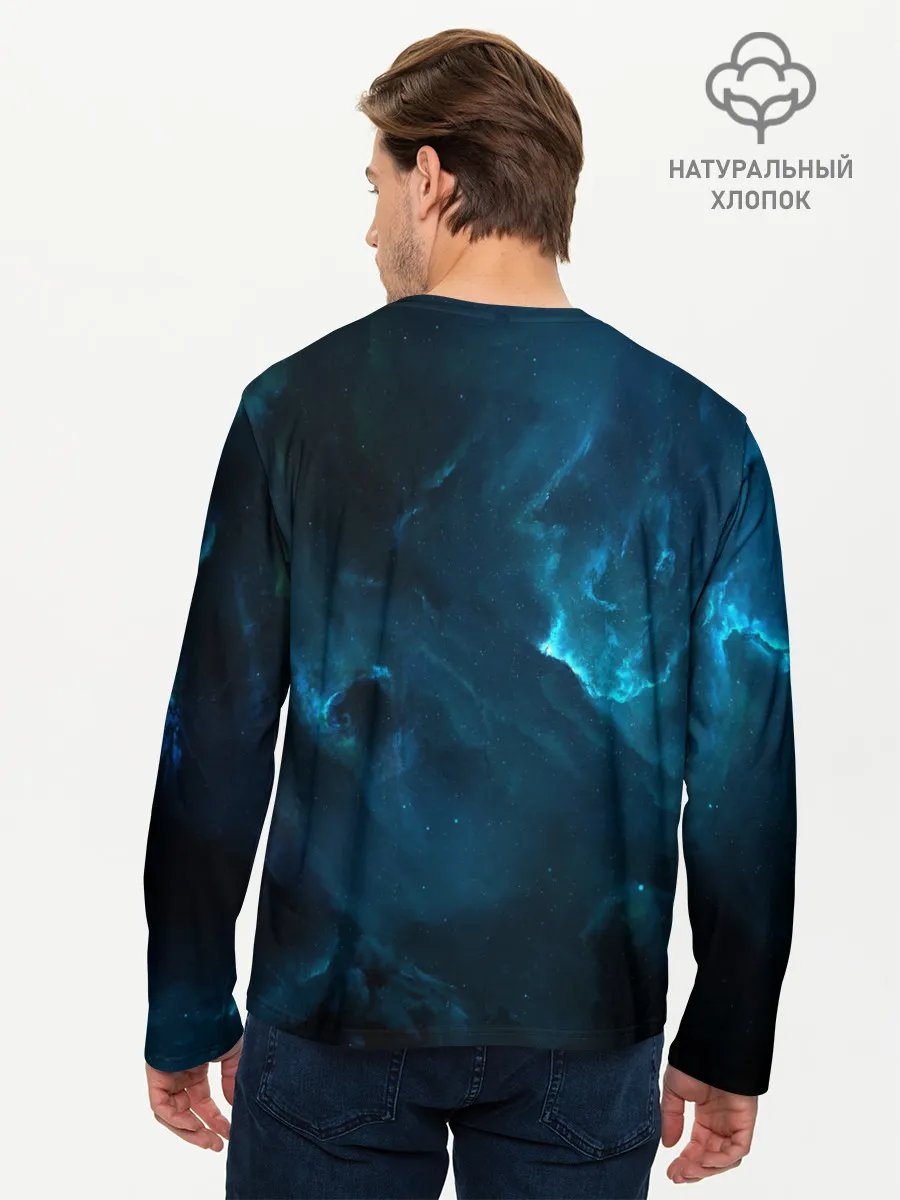 Мужской лонгслив базовый / Котик Космонавт