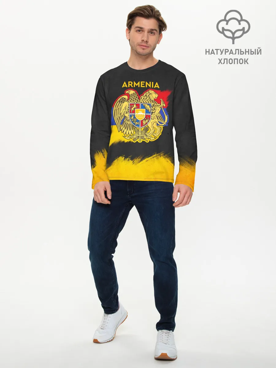 Мужской лонгслив базовый / Yellow and Black Armenia