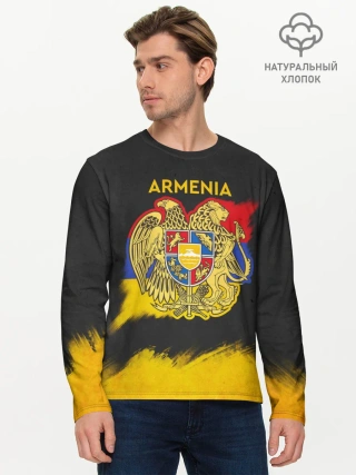Мужской лонгслив базовый / Yellow and Black Armenia