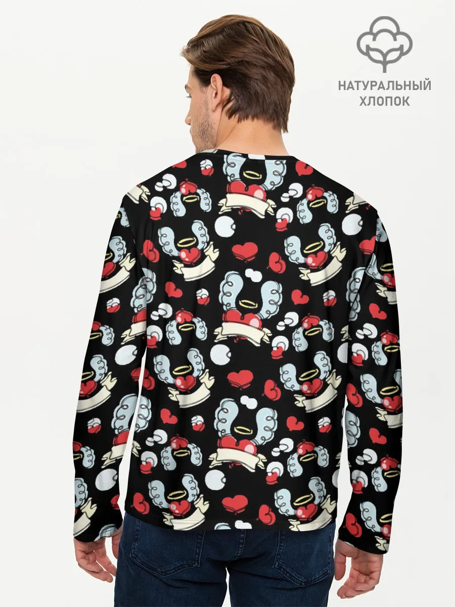 Мужской лонгслив базовый / Сердца с крыльями