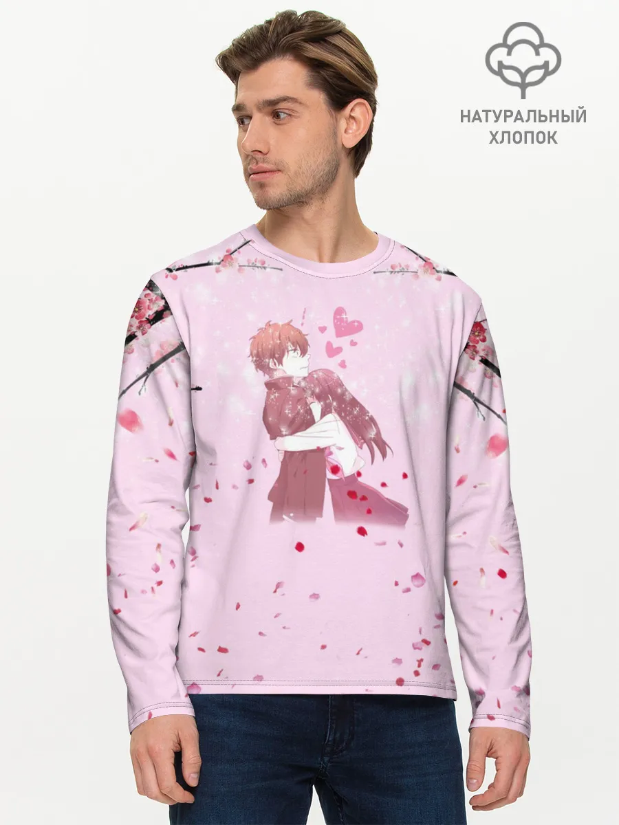 Мужской лонгслив базовый / Аниме Объятия Любовь Пара