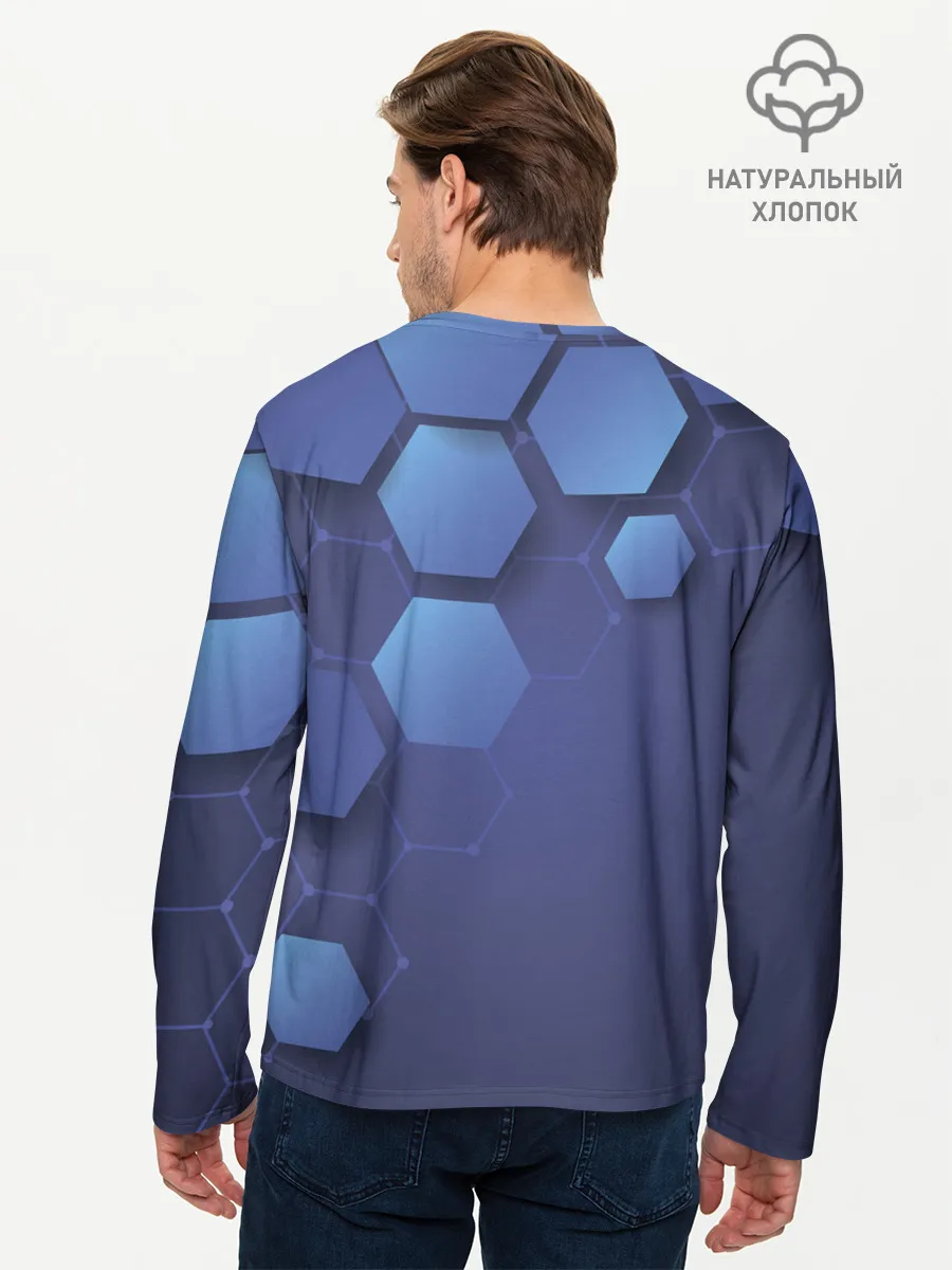 Мужской лонгслив базовый / Шестиугольники