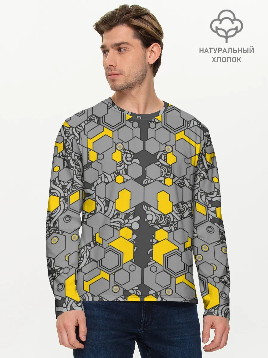 Мужской лонгслив базовый / абстракция киберпанк