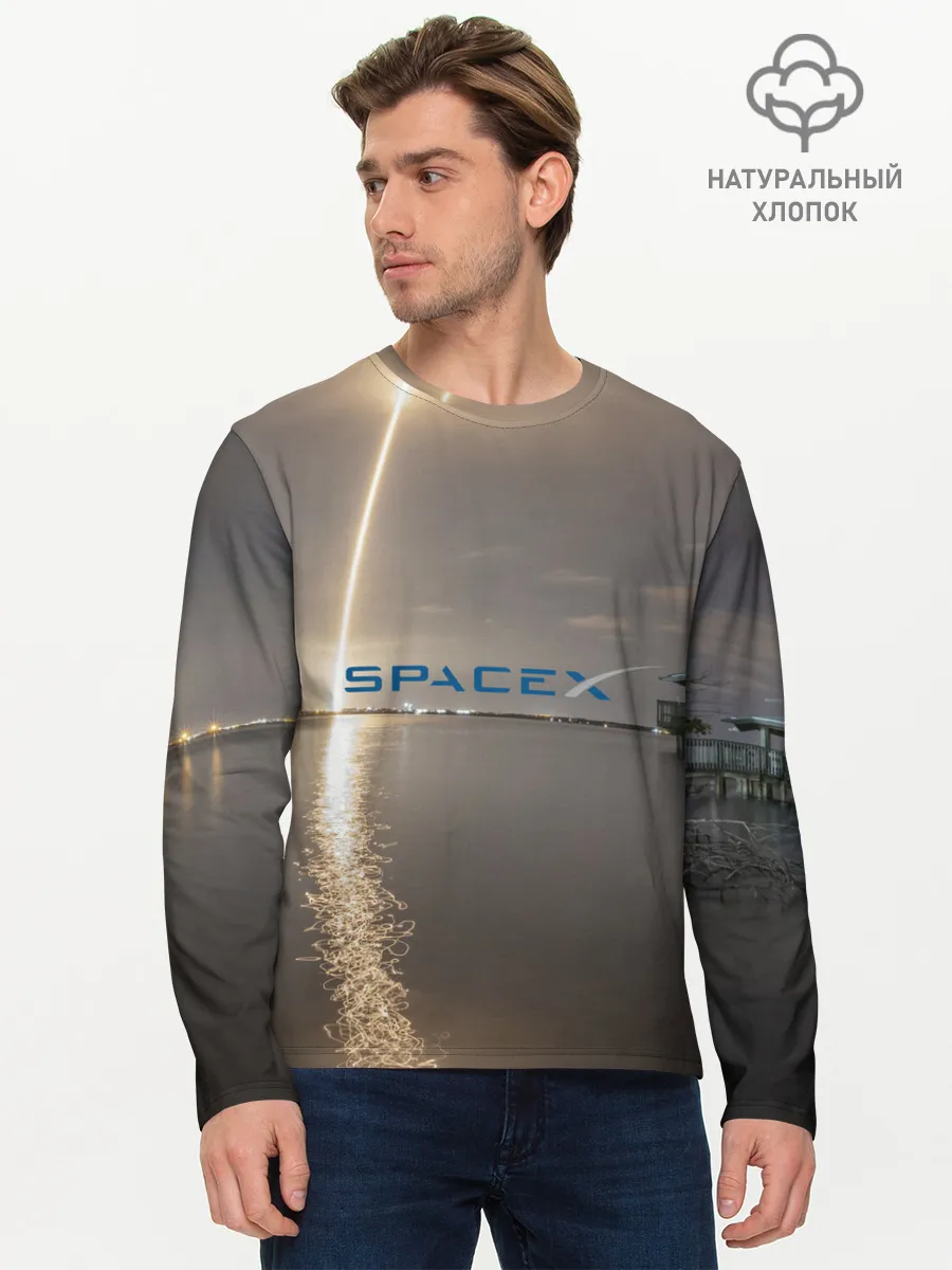 Мужской лонгслив базовый / SpaceX Dragon 2