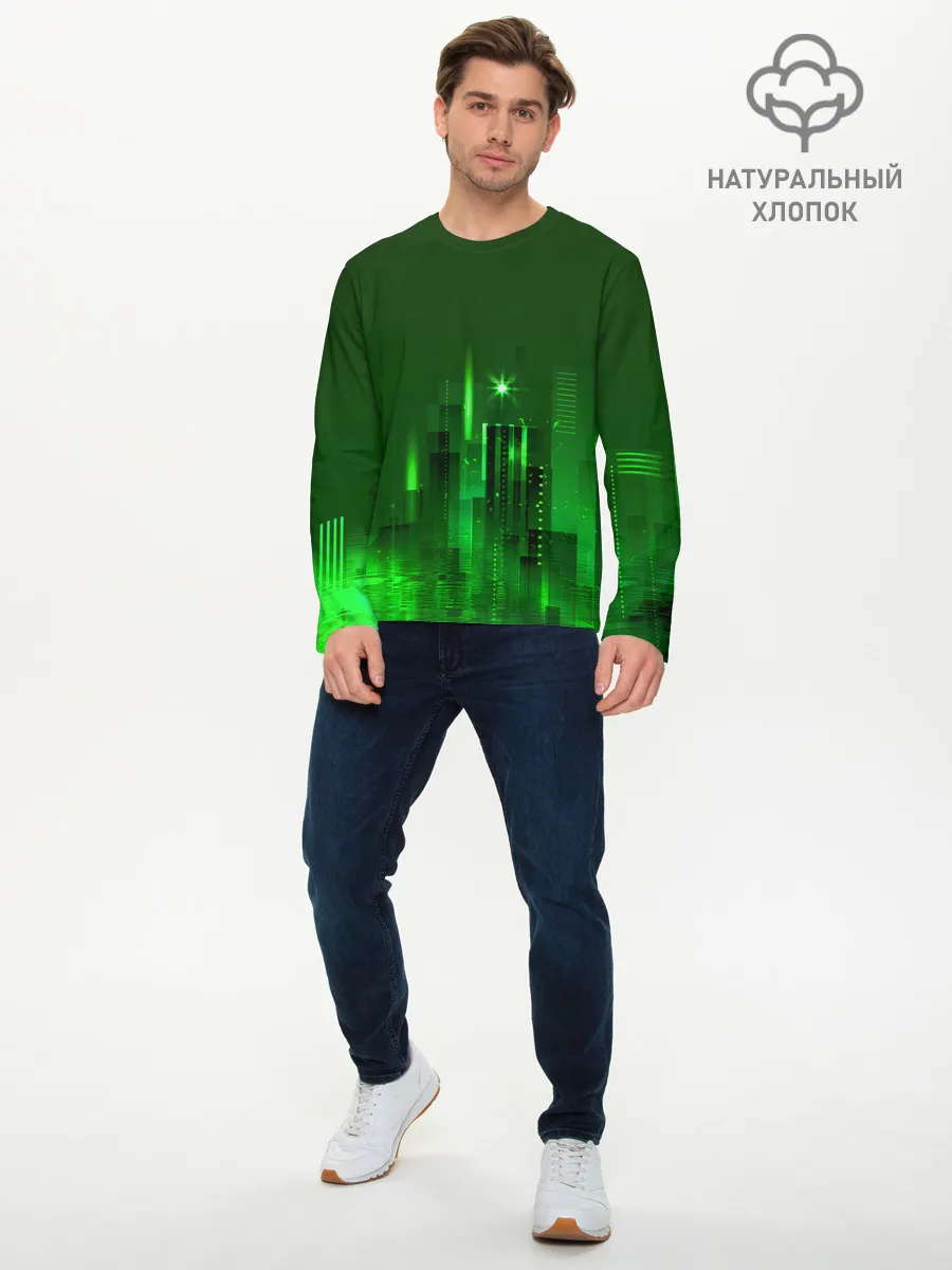 Мужской лонгслив базовый / Зеленый город