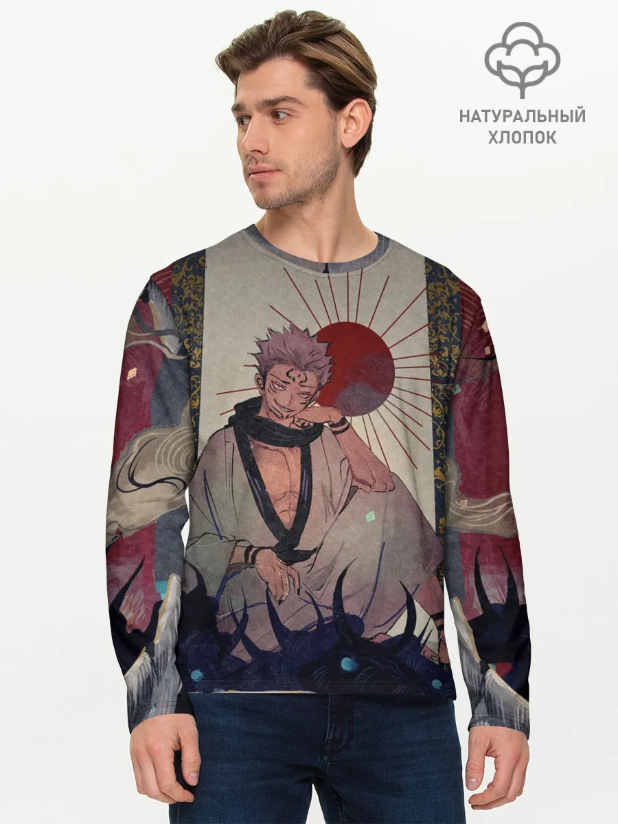 Мужской лонгслив базовый / Задумчивый Сукуна