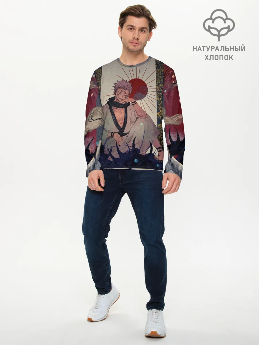 Мужской лонгслив базовый / Задумчивый Сукуна